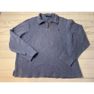 Polo Ralph Lauren 100% Cotton 1/4 Zip Pullover Sweater Blue Size XL Soft Warm